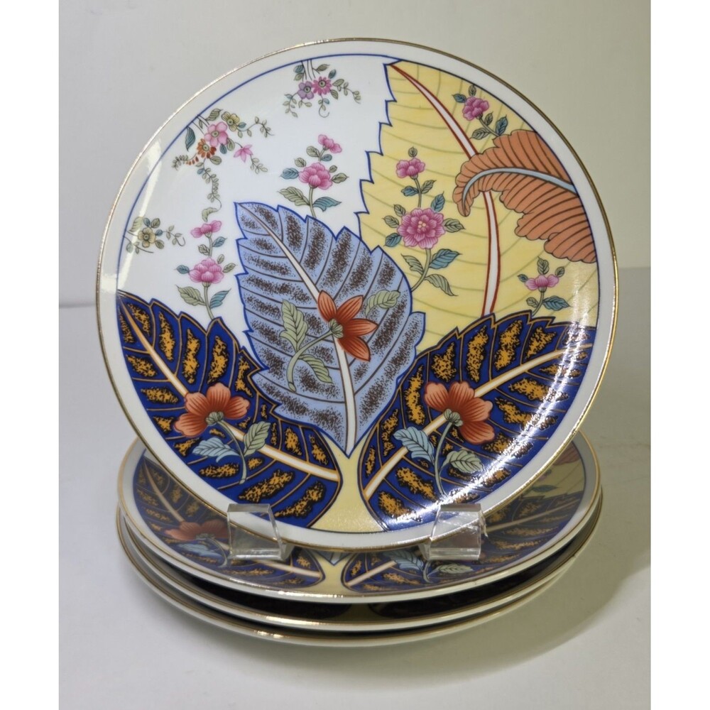Set Of 4 Tobacco Leaf Salad Plates 7.75" By Seymour MANN Japan Genus Nicofinia